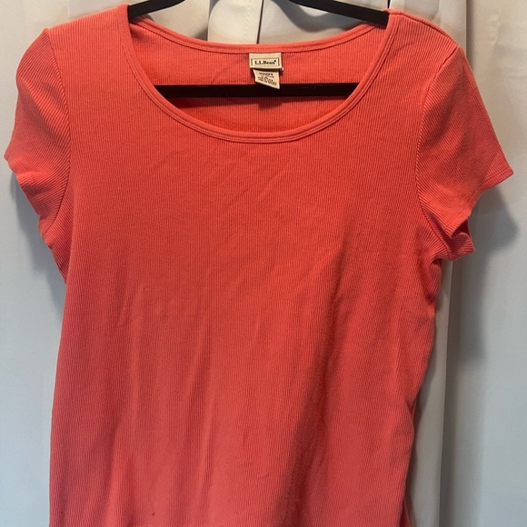 L.L. Bean Pink Fitted Cap Sleeve Tee - Picture 1 of 4